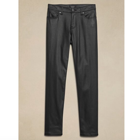 NEW Banana Republic Factory Size 26 Black Coated Mid-Rise Slim Jean NWT - Picture 1 of 15